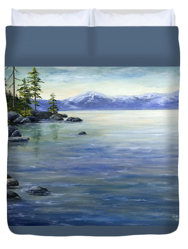 Lake Tahoe Duvet Cover featuring the painting East Shore Lake Tahoe by Darice Machel McGuire