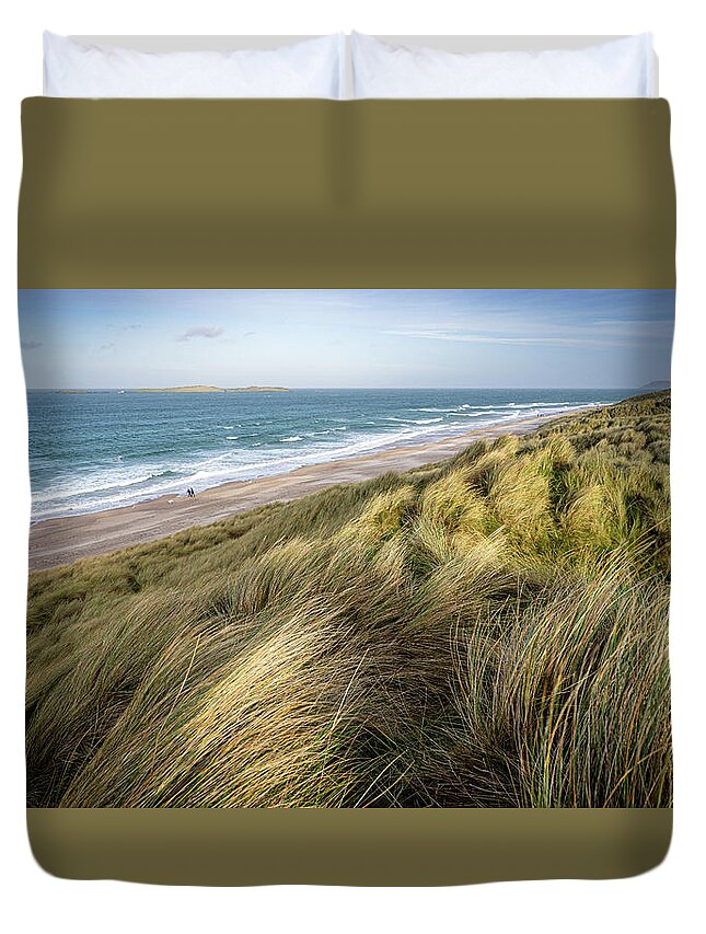 Portrush Duvet Cover featuring the photograph East Strand Dunes 1 by Nigel R Bell