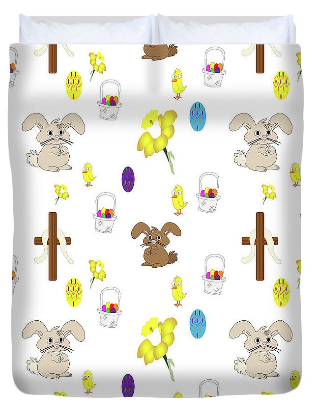 Illustration Duvet Cover featuring the photograph Easter seamless pattern by Karen Foley