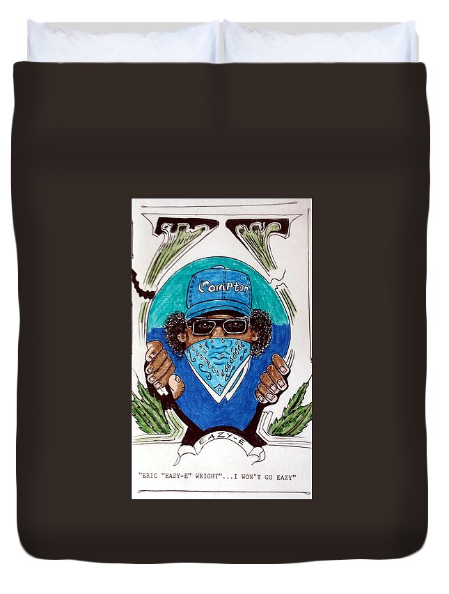 Black Art Duvet Cover featuring the drawing Eazy-E by Joedee