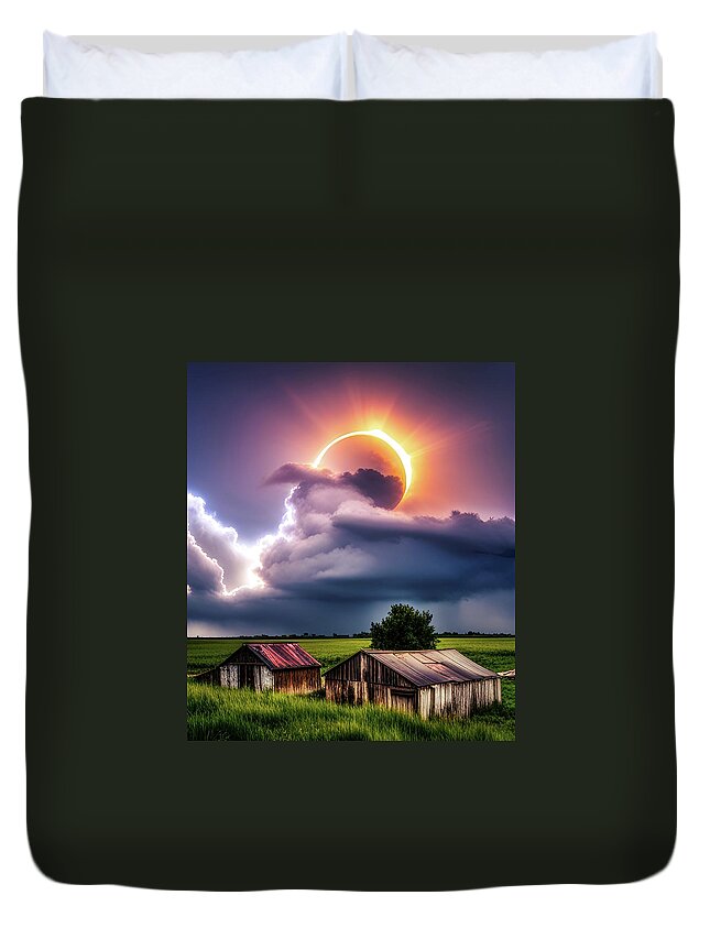 Eclipse Duvet Cover featuring the digital art Eclipse Dreams by Ally White