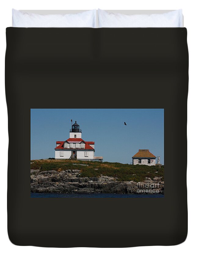 Maine Duvet Cover featuring the photograph Egg Rock Lighthouse at Bar Harbor by Dora Sofia Caputo
