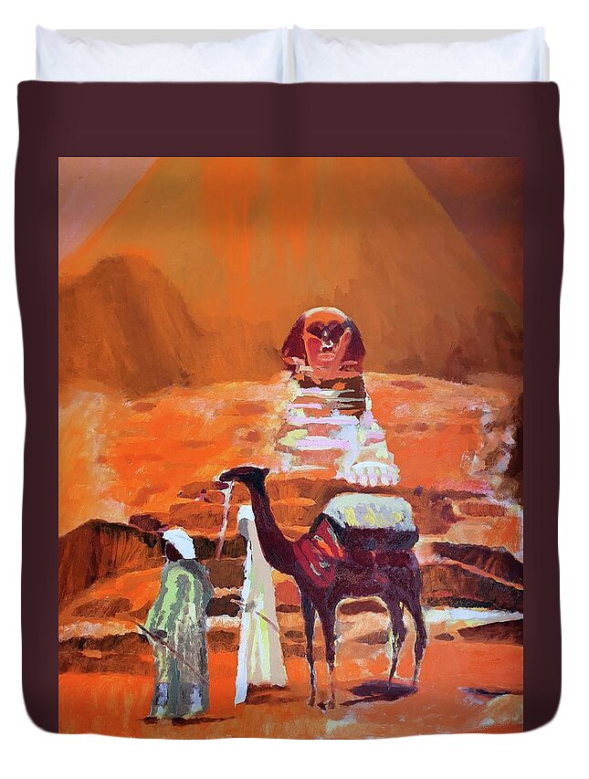 Camel Duvet Cover featuring the painting Egypt Light by Enrico Garff