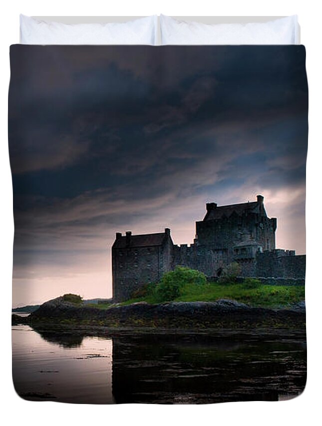 Eilean Donan Castle Eilean Donan Castle Duvet Cover featuring the digital art Eilean Donan Castle by Remigiusz MARCZAK
