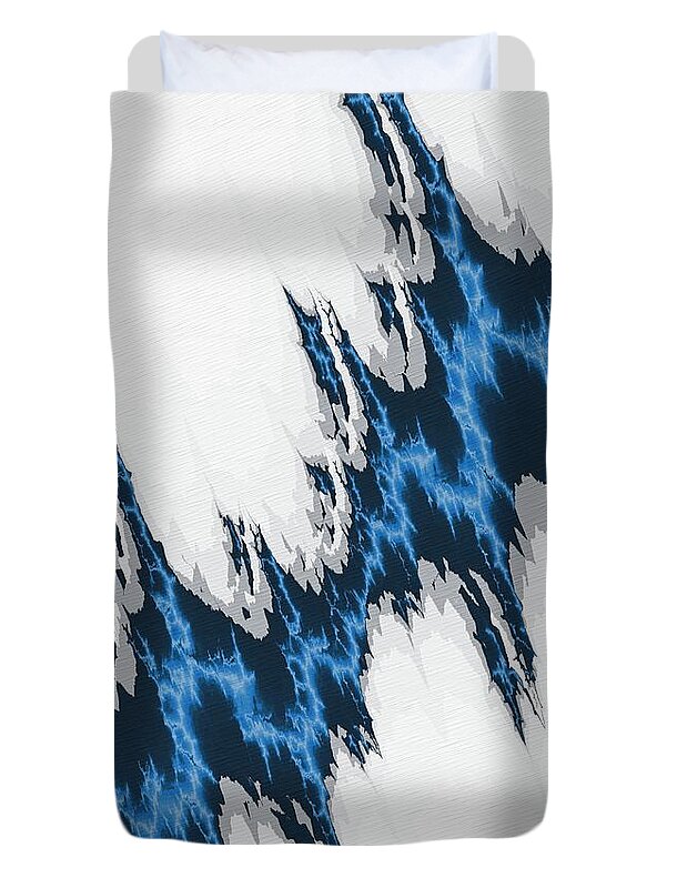 Patterns Duvet Cover featuring the digital art Electric Blue Marble Abstract 2 by Philip Preston