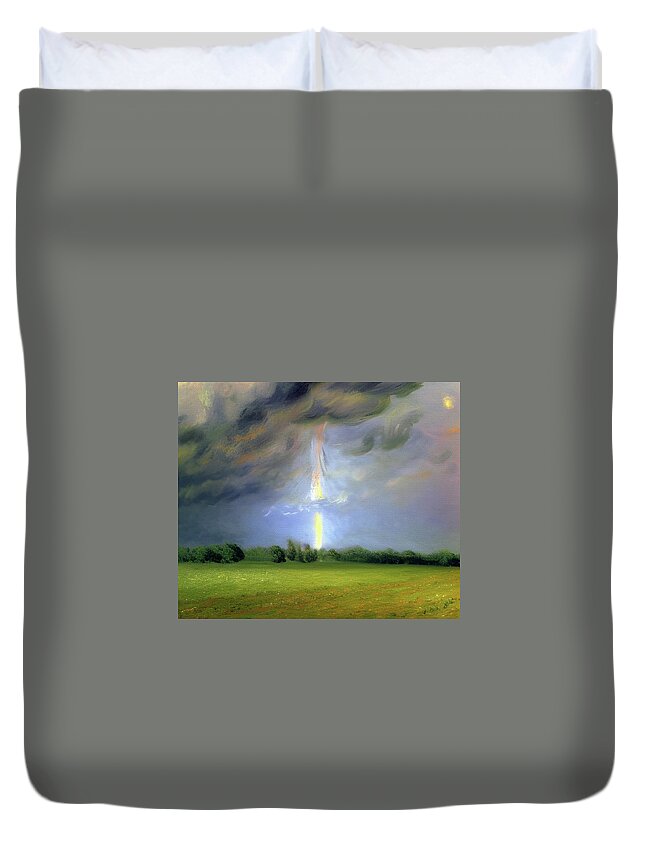 Painting Duvet Cover featuring the painting Electric Sky by Ally White