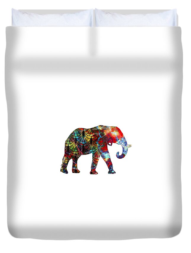 Elephant Duvet Cover featuring the digital art Elephant Silhouette 2 by Eileen Backman
