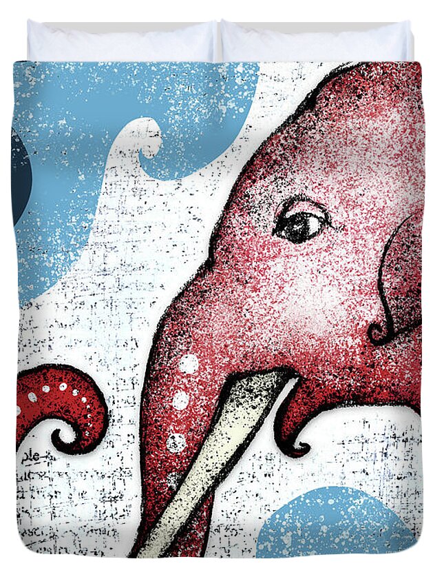Elephant Duvet Cover featuring the digital art Elephant Would Like A Word by Flo Karp