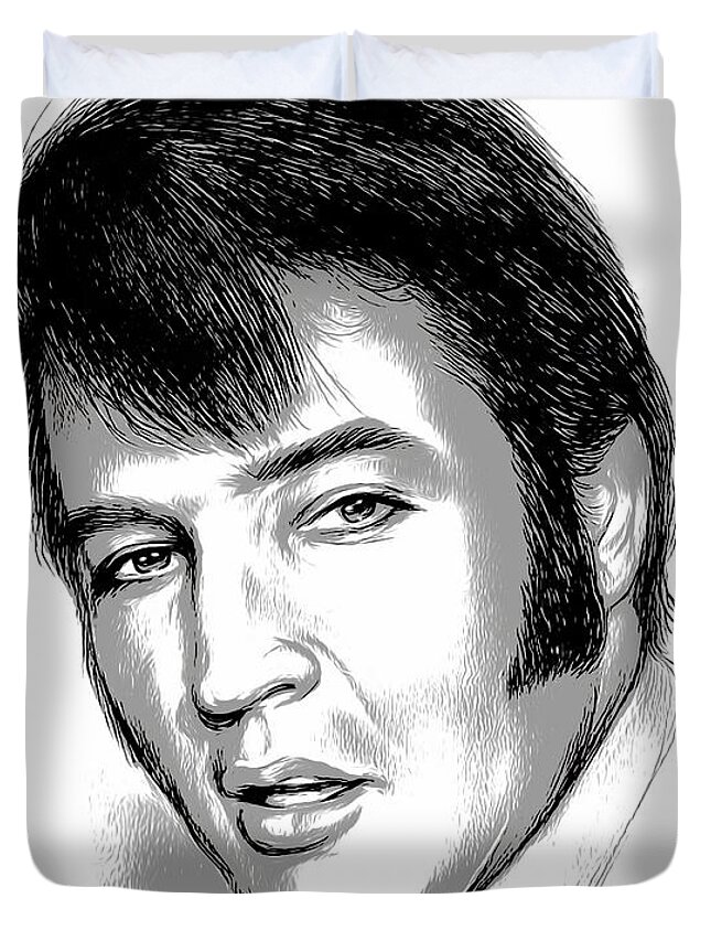 Elvis Presley Duvet Cover featuring the digital art Elvis - INK by Greg Joens