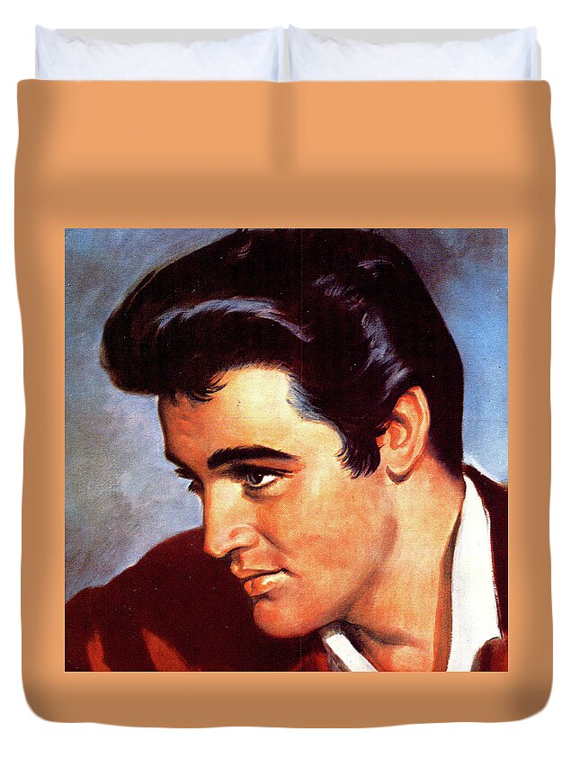 Elvis Duvet Cover featuring the mixed media Elvis Presley poster by Stars on Art