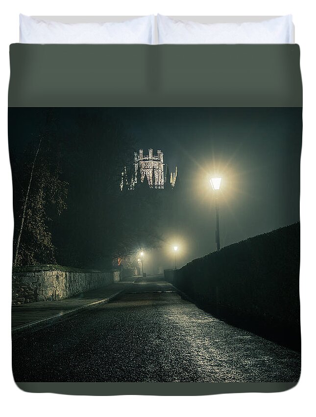 Ely Duvet Cover featuring the photograph Ely Cathedral - Octagon in the fog by James Billings