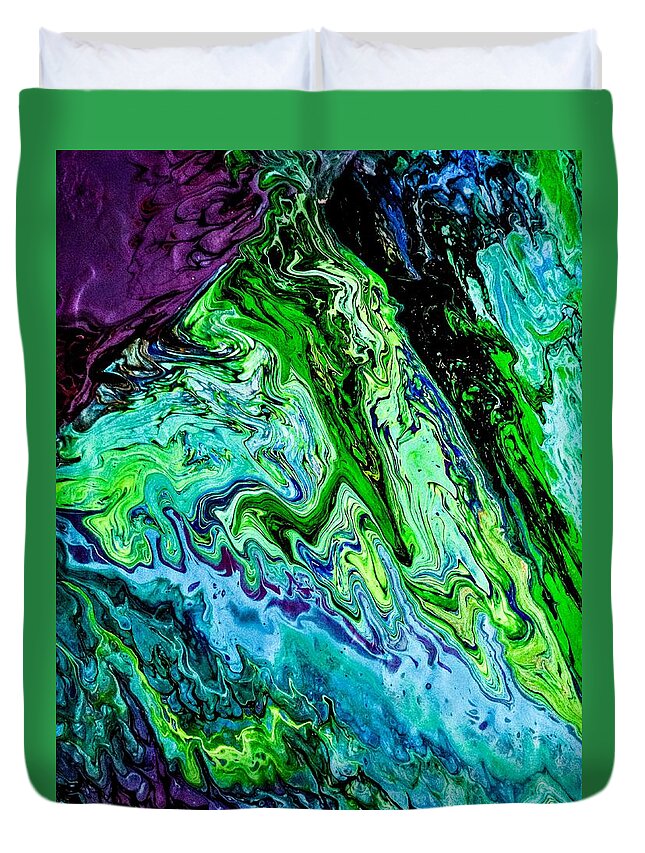 Emerald Duvet Cover featuring the painting Emerald Isle by Anna Adams