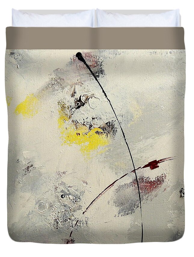 Abstract Duvet Cover featuring the painting Emerge IV by Vivian Mora