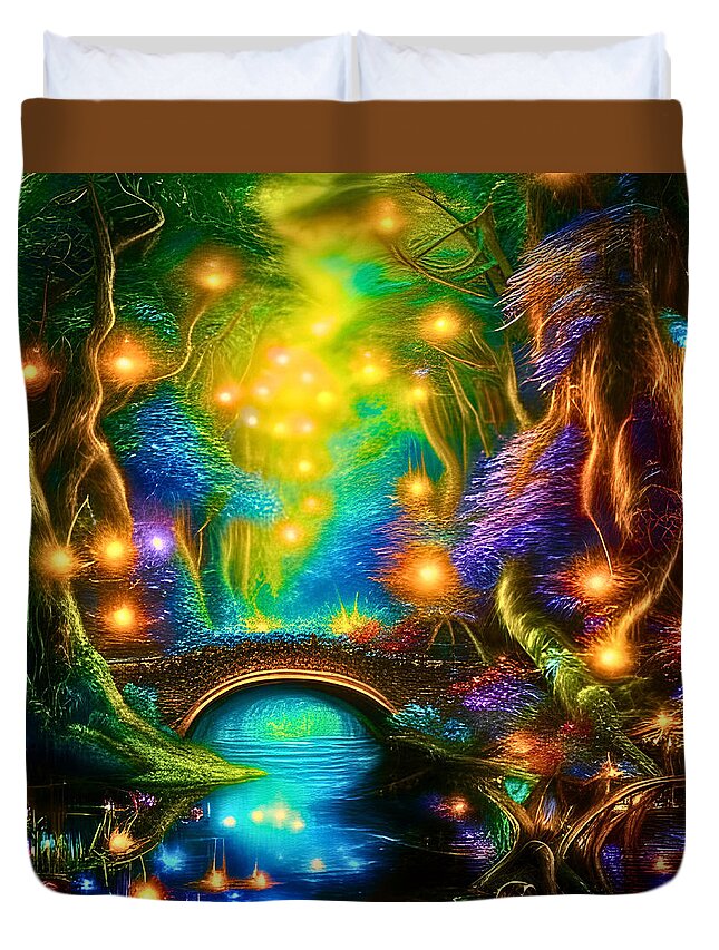 Digital Duvet Cover featuring the digital art Enchanted Forest by Cindy's Creative Corner