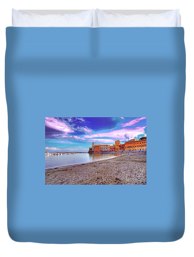 Harbour Duvet Cover featuring the photograph Enchanted Sea - Sestri Levante - Italy by Paolo Signorini