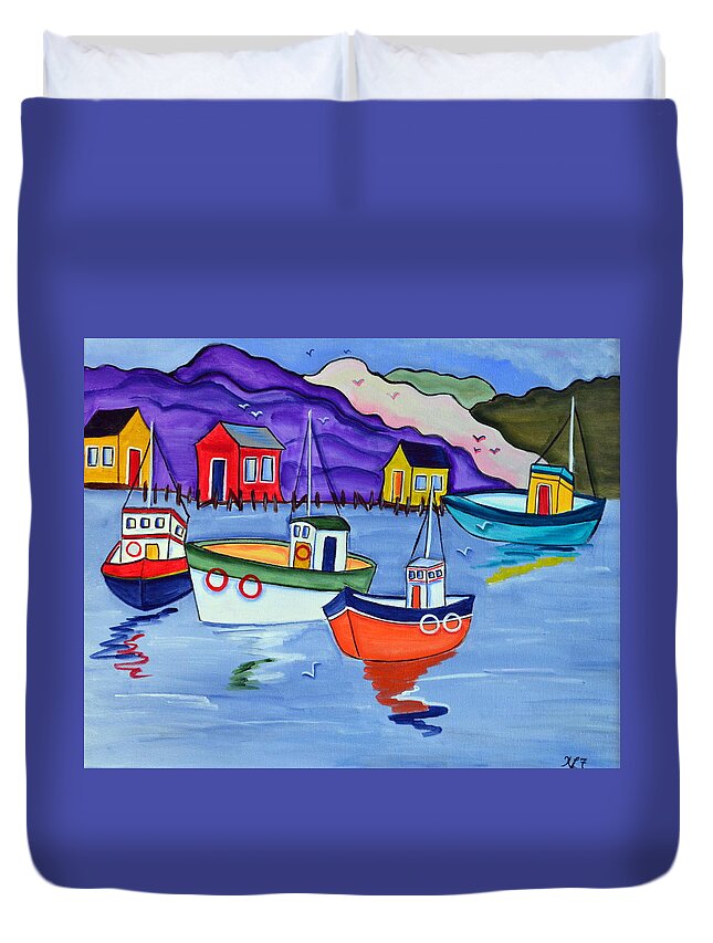 Colourful Duvet Cover featuring the painting End of Day by Heather Lovat-Fraser