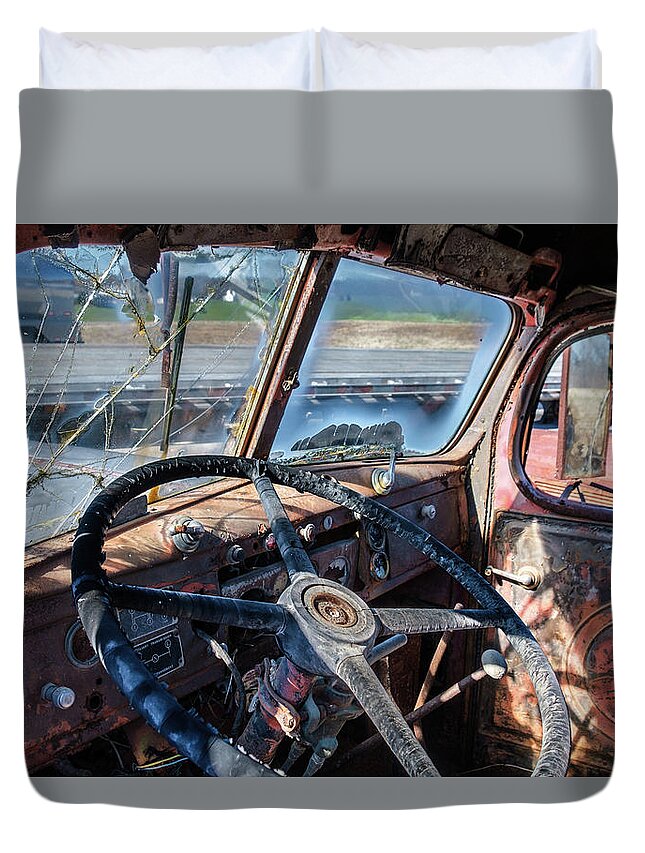 Truck Farm Duvet Cover featuring the photograph End of the Road by Georgette Grossman