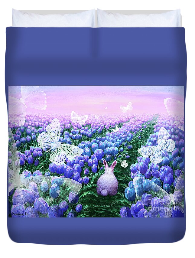 Landscape Duvet Cover featuring the painting Endless Dream by Yoonhee Ko