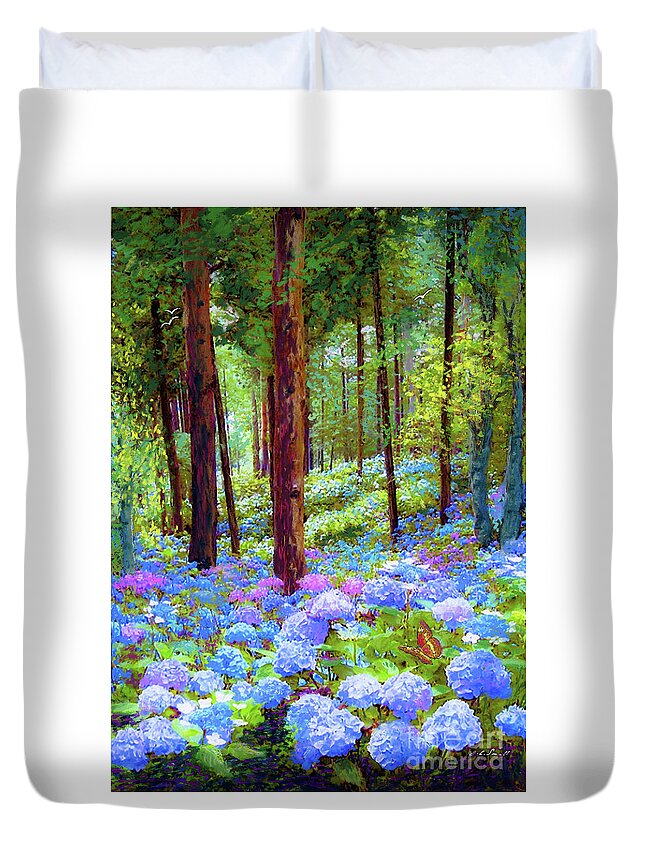 Landscape Duvet Cover featuring the painting Endless Summer Blue Hydrangeas by Jane Small