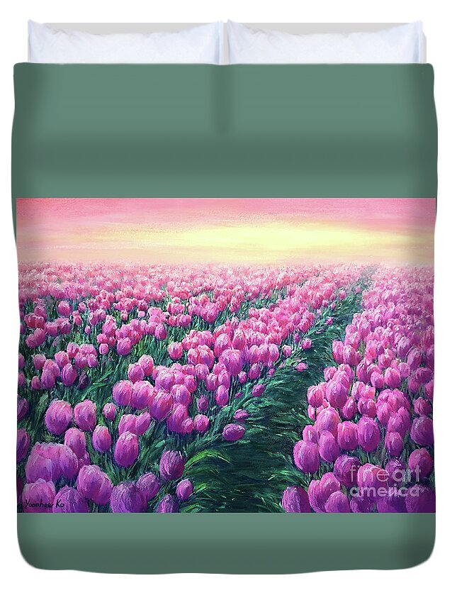Landscape Duvet Cover featuring the painting Endless by Yoonhee Ko
