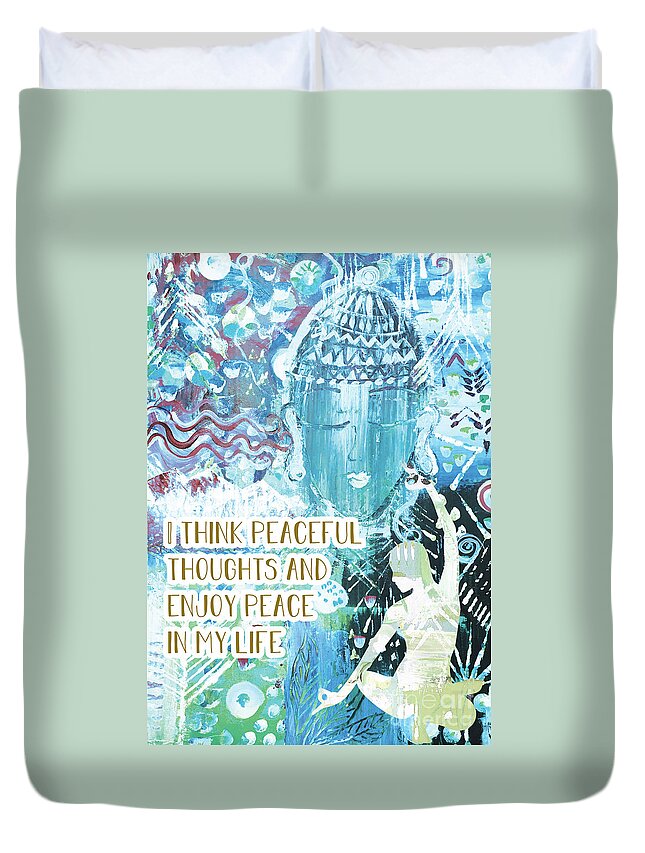 Peace Duvet Cover featuring the mixed media Enjoy Peace by Claudia Schoen