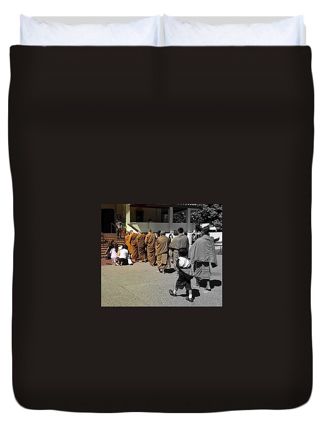 Monks Duvet Cover featuring the photograph Enlighten by Michael Brown