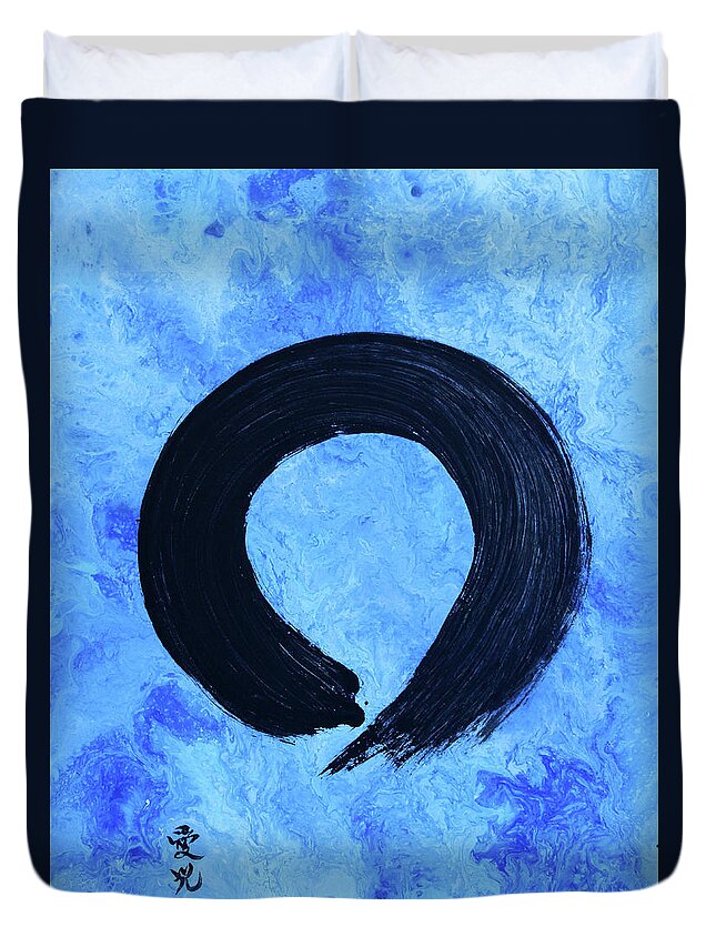 Enso Duvet Cover featuring the painting Enso Universe by Oiyee At Oystudio
