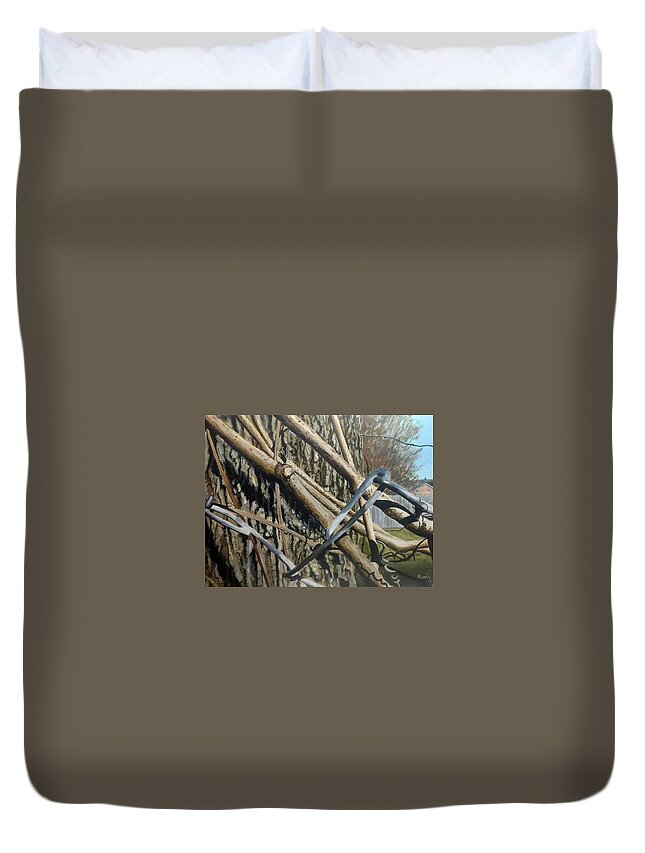 Fence Duvet Cover featuring the painting Entwined by William Brody