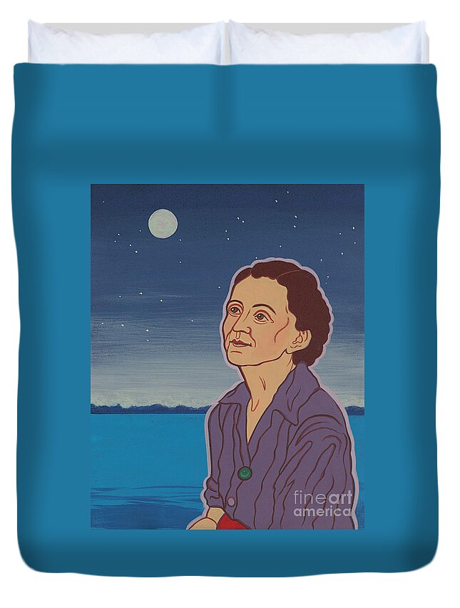 Environmental Prophet Rachel Carson Duvet Cover featuring the painting Environmental Prophet Rachel Carson -after the artist Hiroshige by William Hart McNichols