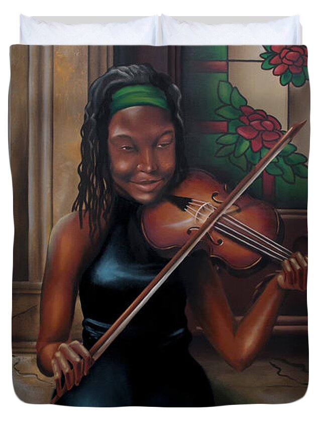 Portraits In Sound Duvet Cover featuring the painting Erica by Clement Bryant