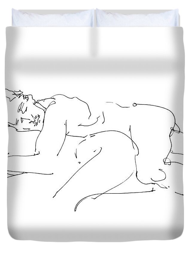 Erotic Renderings Duvet Cover featuring the drawing Erotic Art Drawings 2 by Gordon Punt