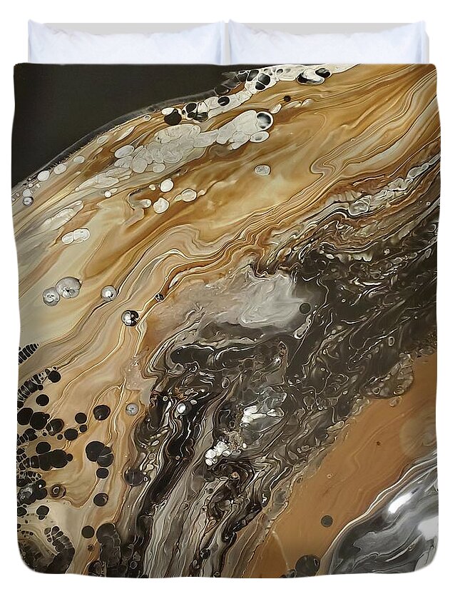 Espresso Duvet Cover featuring the painting Espresso Pour by Ashontay Simms