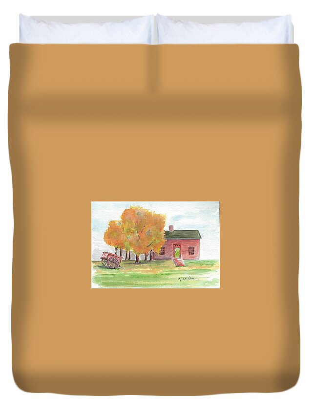 Ethan Allen Duvet Cover featuring the painting Ethan Allen's House by Claudette Carlton
