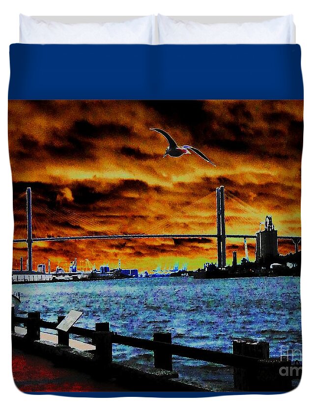 American Bridges Duvet Cover featuring the photograph Eugene Talmadge Memorial Bridge and the Serious Politics of Necessary Change No. 1 by Aberjhani