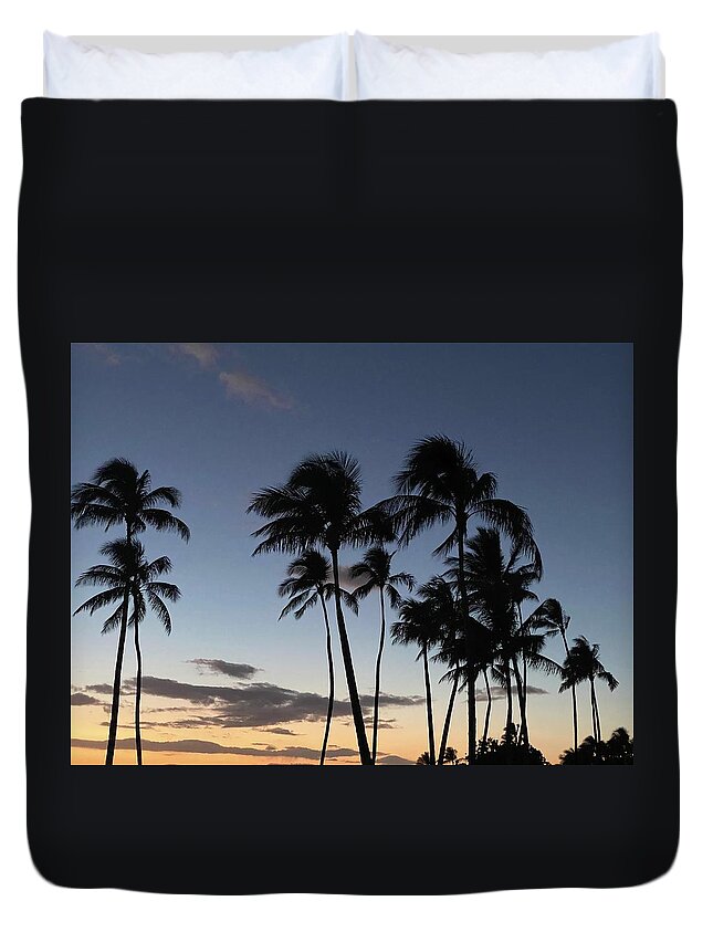 Andrea Callaway Duvet Cover featuring the photograph Evening Palms by Andrea Callaway