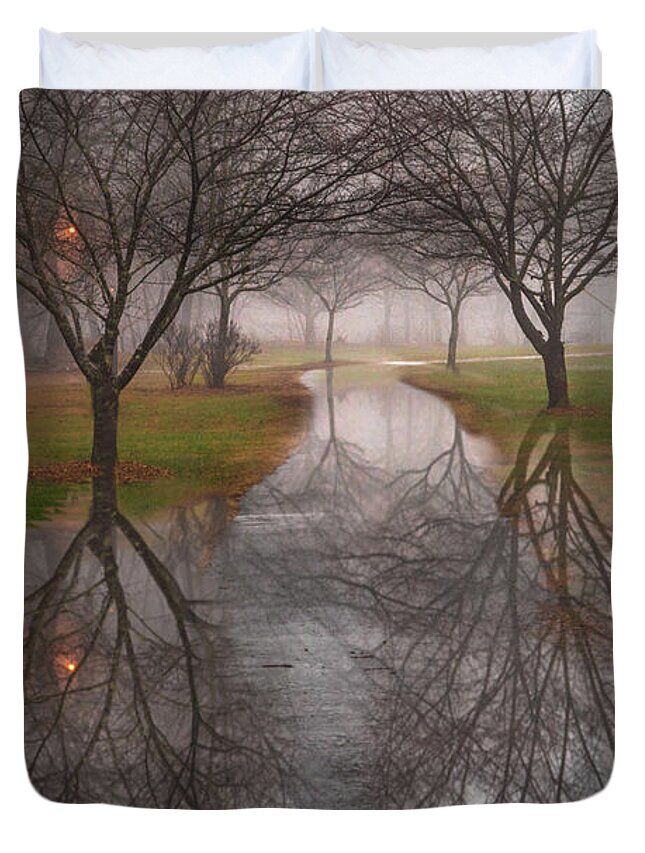 Carolina Duvet Cover featuring the photograph Evening Rain by Debra and Dave Vanderlaan