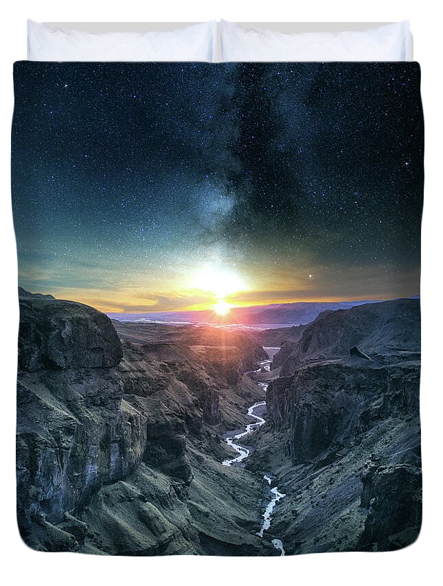 Collage Duvet Cover featuring the digital art Evening Sky by Phil Perkins