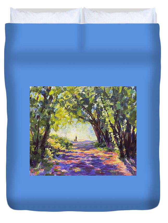 Trees Duvet Cover featuring the painting Evening Walk by Madeleine Shulman