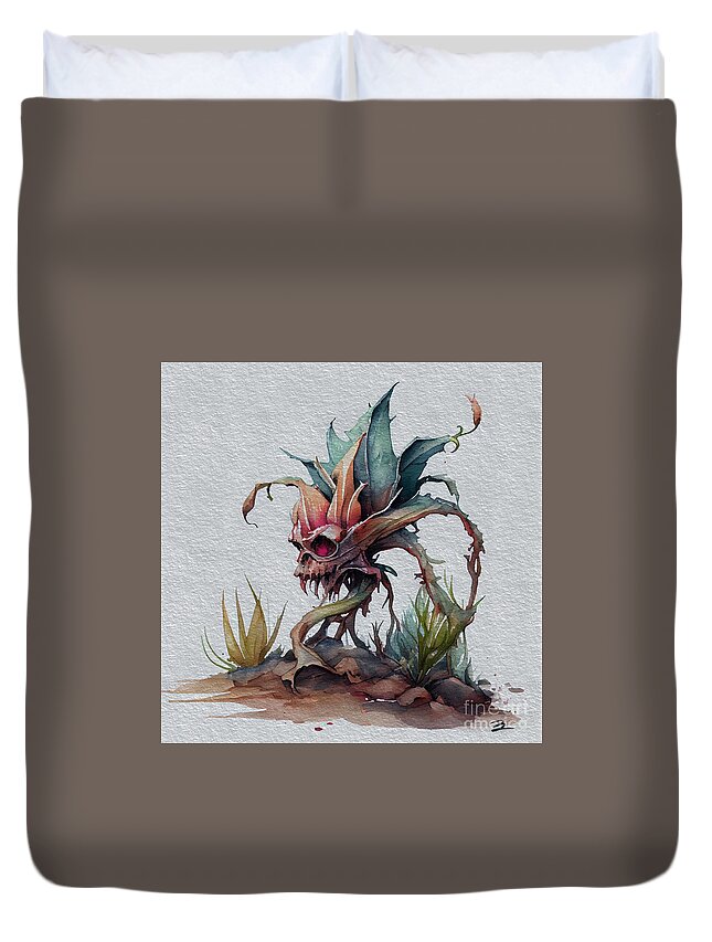 Plants Duvet Cover featuring the digital art Evil Plant by Joshua Barrios