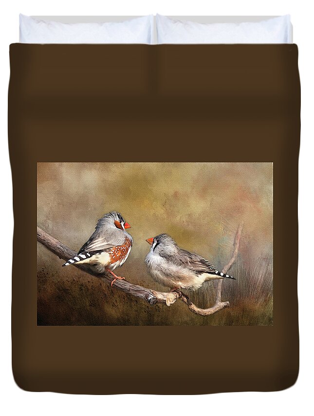 Finch Duvet Cover featuring the photograph Exotic Zebra Finch by Theresa Tahara
