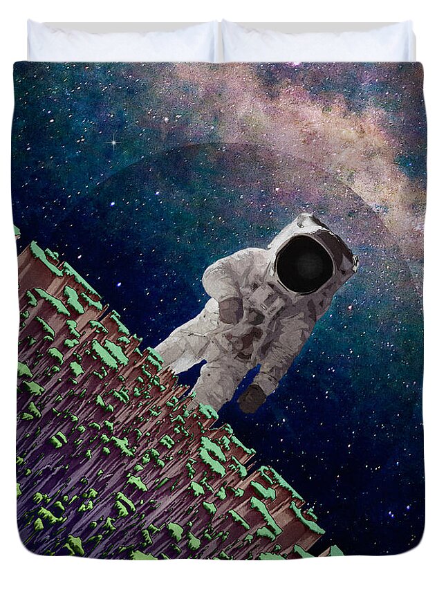 Space Duvet Cover featuring the digital art Exploring Space by Phil Perkins