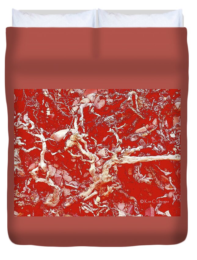 Abstract Duvet Cover featuring the mixed media Exposed Roots Abstract #1 by Kae Cheatham