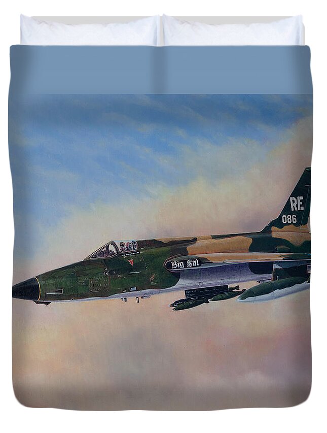 Jet Duvet Cover featuring the painting F-105D Big Sal by Douglas Castleman