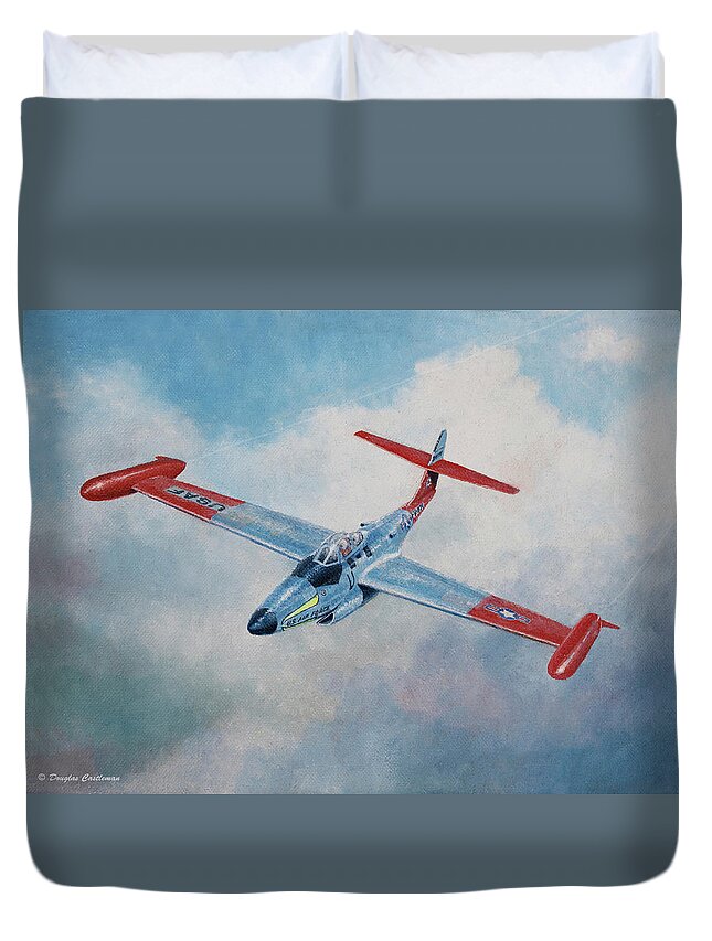 Aviation Duvet Cover featuring the painting F-89D Scorpion by Douglas Castleman