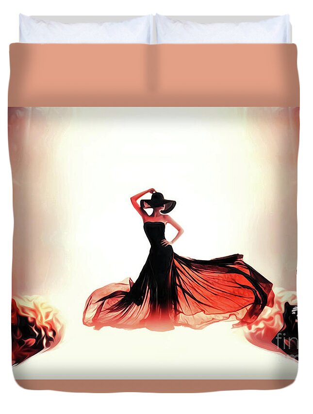 Woman Duvet Cover featuring the digital art Fabulous Fashion by Eddie Eastwood