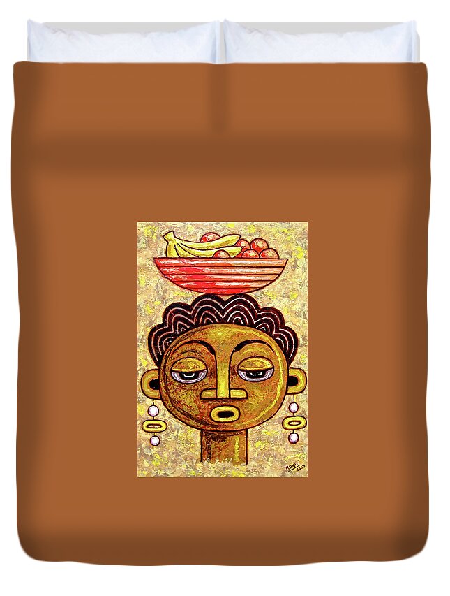 Africa Duvet Cover featuring the painting Face 1 by Artist Name