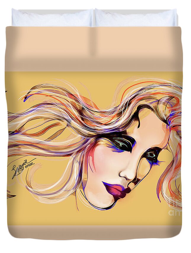 Equestrian Art Duvet Cover featuring the digital art Face of Serenity by Stacey Mayer by Stacey Mayer