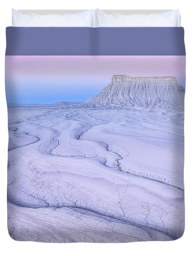 Factory Butte Duvet Cover featuring the photograph Factory Butte Utah by Susan Candelario