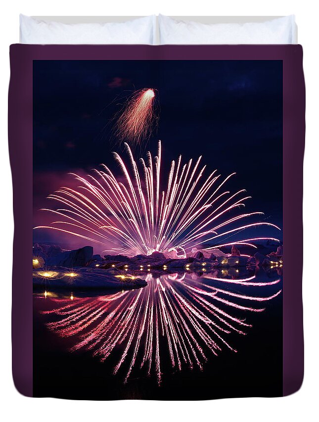 Fireworks Duvet Cover featuring the photograph Failure to launch by Christopher Mathews