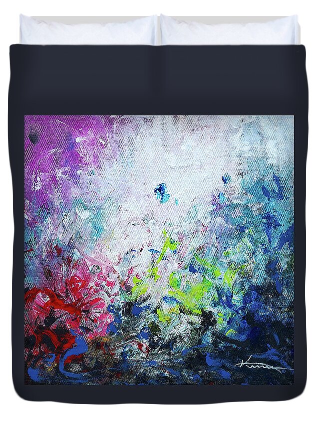 Fairy Garden Duvet Cover featuring the painting Fairy Garden by Kume Bryant